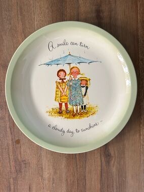 Vintage 1972 Holly Hobbie Collector’s Edition Plate 10.5” Smile Quote USA